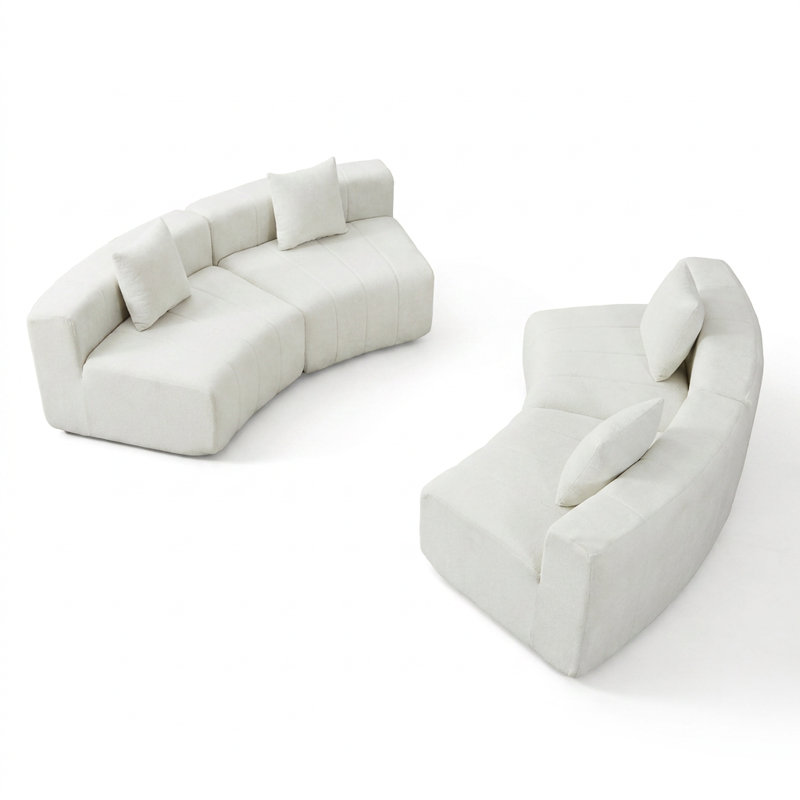 Canapé modulaire semi-circulaire avec 4 coussins, Beige