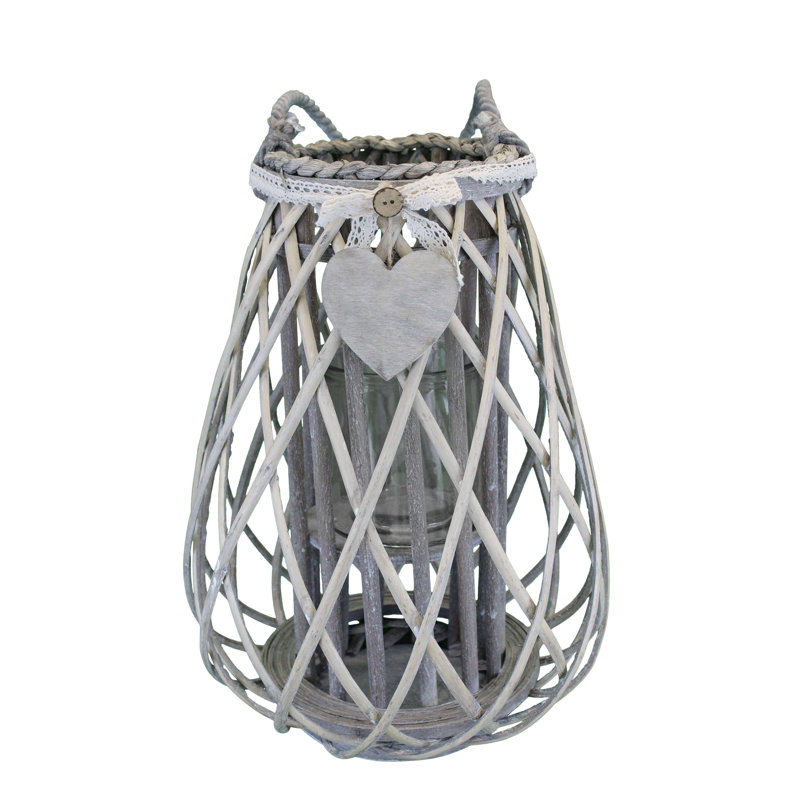 Glass Tabletop Lantern, Grey