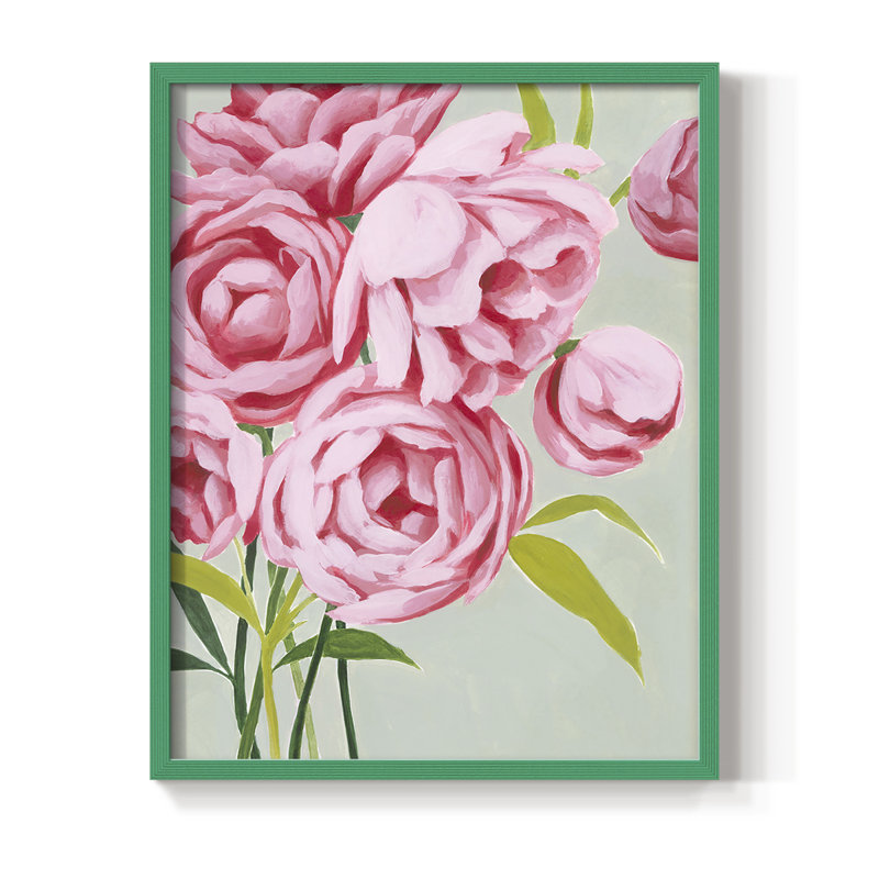 This Year's Peony II, reproduction encadrée - bois massif, Vert, H 10 po x l 8 po