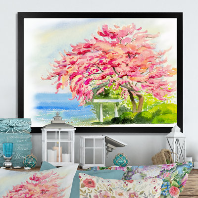 «Colorfull Blooming Pink Autumn Tree II», reproduction sur toile flottante