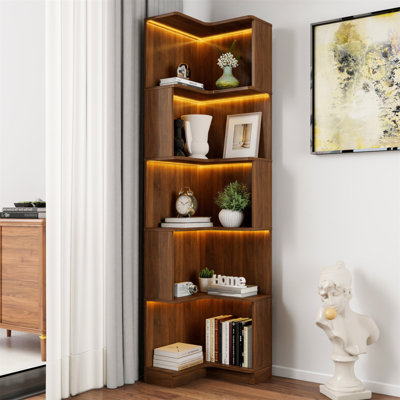 Étagère d'angle avec bibliothèque à 5 niveaux avec chicane
