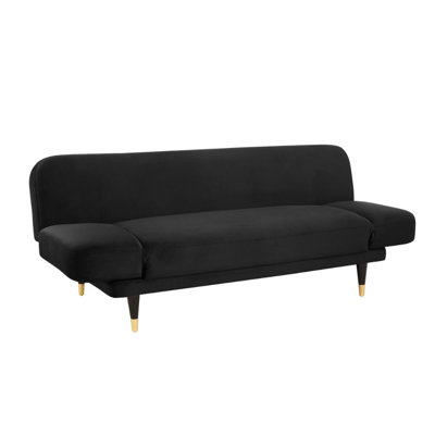 Silas Green Velvet Fabric Sofa Bed With Adjustable Armrests