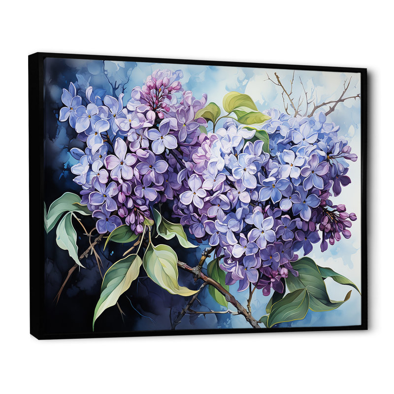 Lilas, minimalisme, rêve IV sur toile, H 16 po x l 32 po x P 1 po, Cadre flottant noir