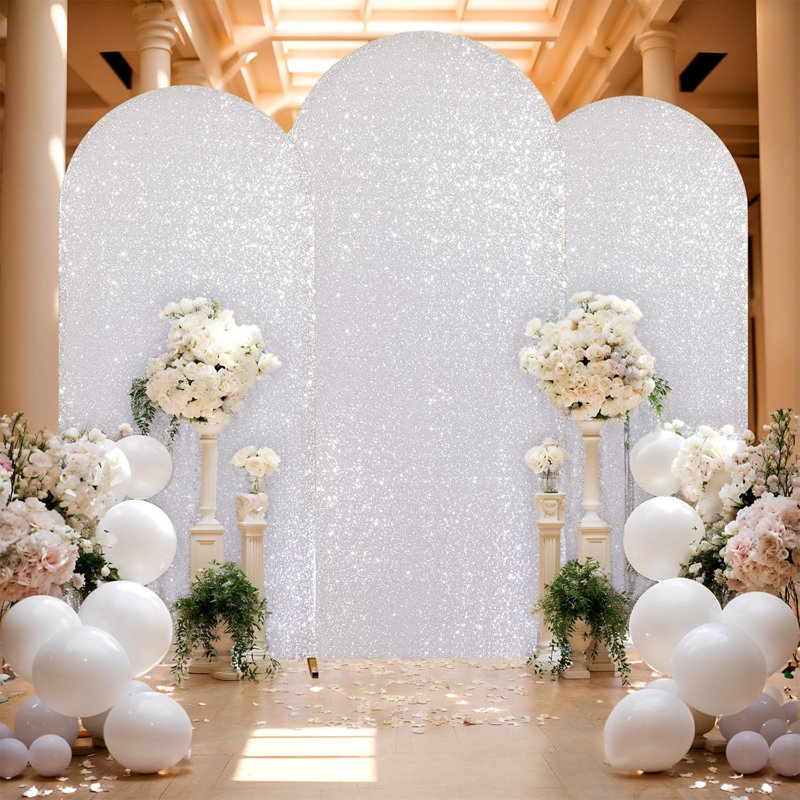 Housse de fond scintillante de 1,80 m, réutilisable en spandex avec fermeture éclair, pour arche de mariage, idéale pour les fêtes d'anniversaire, les cérémonies, les baby showers et les banquets.