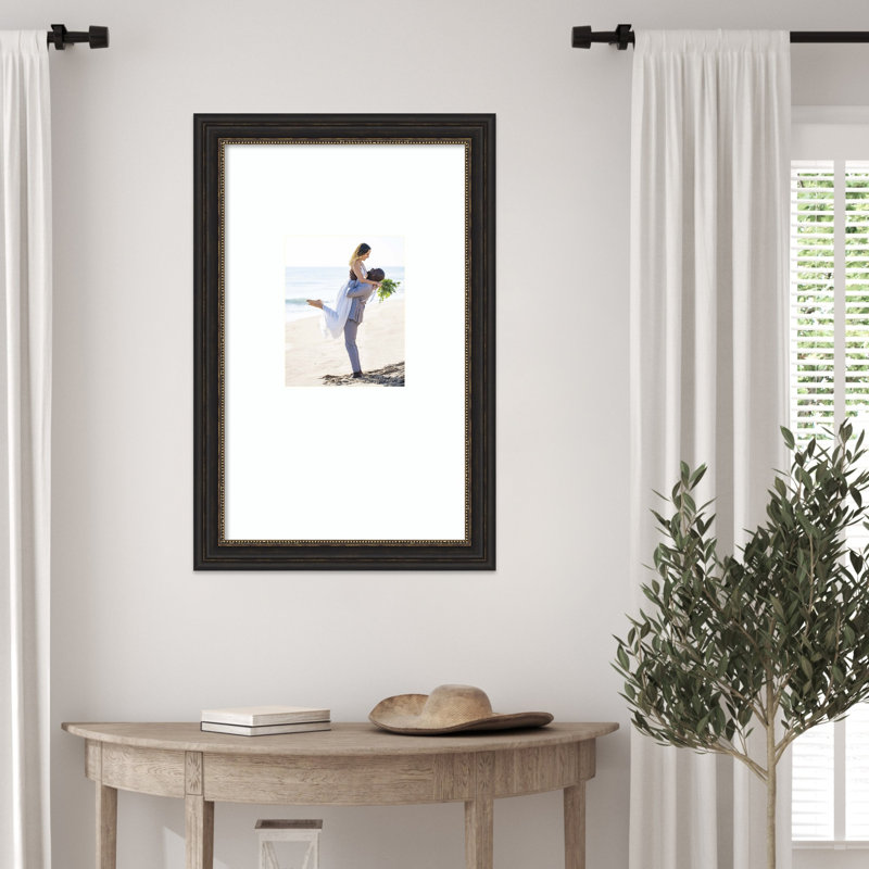 Cadre photo Accent Bronze, Blanc brillant lisse, 16 x 26 avec passe-partout 8 x 10
