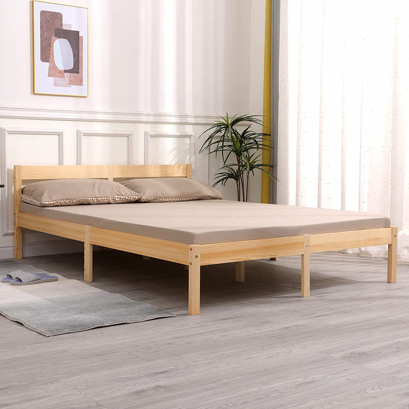 Izeal Solid Wood Bed, Double (4'6), Natural