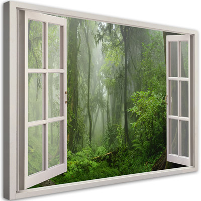 View Of A Forest In The Foggy Jungle - No Frame Print on Canvas