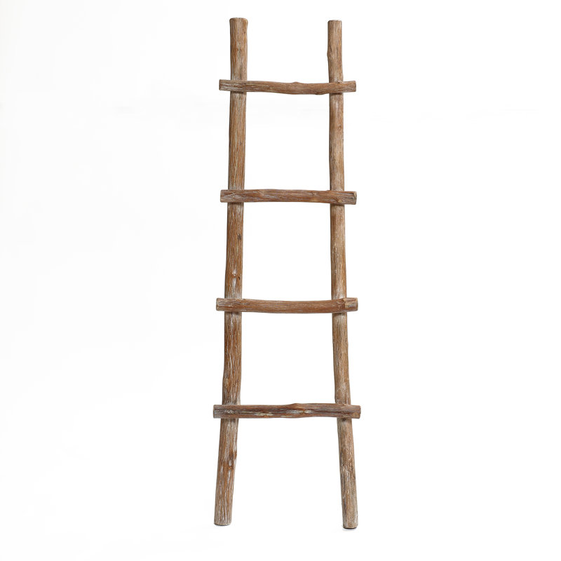 59.1" H 4-Rung Solid Wood Blanket Ladder Rustic Freestanding Towel Rack