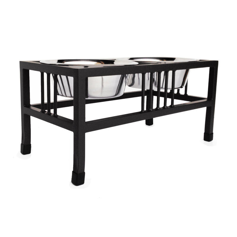 Gamelle double surélevée pour animaux de compagnie Hanshaw, Grand (3 pintes), Noir