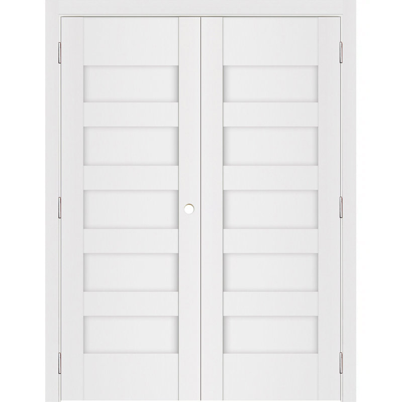 Double porte intérieure stratifiée blanc doux pré-suspendu Stile 040, 48 po x 80 po, S'ouvre à gauche vers l'intérieur