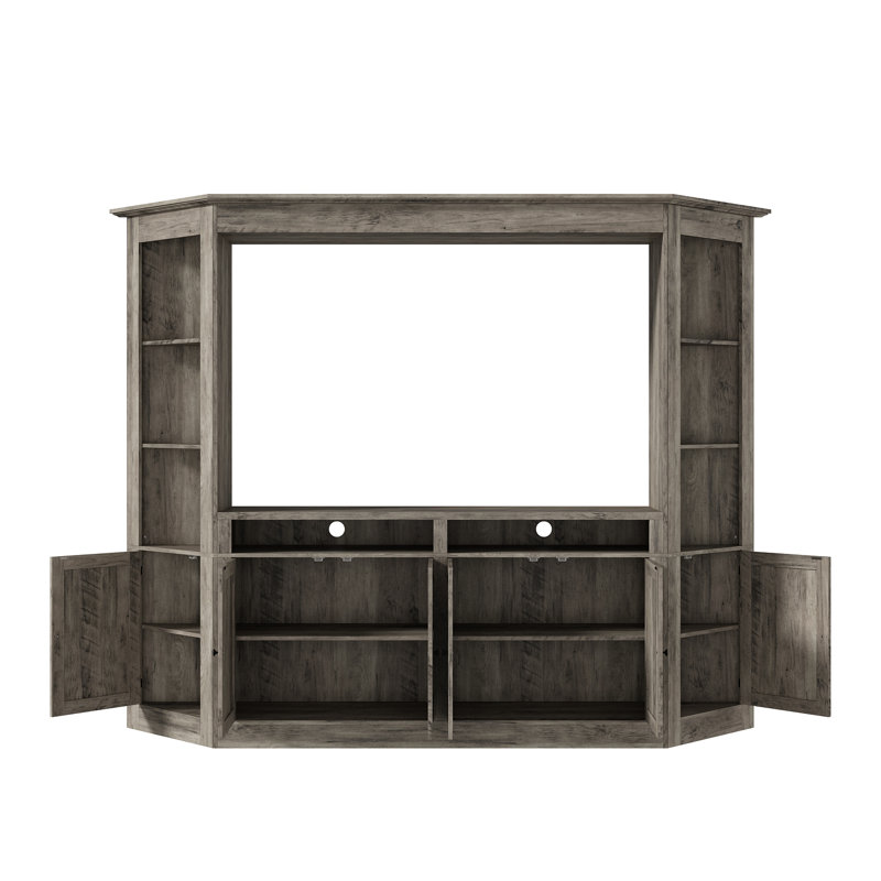 100'' Entertainment Center With Storage Cabinets & Open Shelves