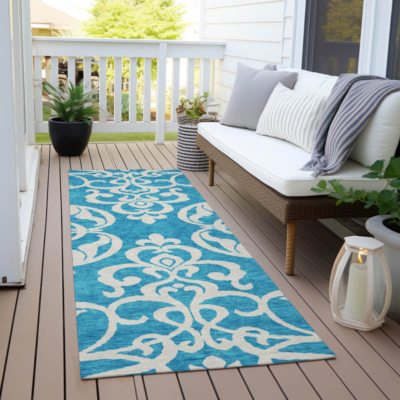 Chayden Washable Damask Indoor / Outdoor Rug, Runner 2'3" x 7'6"