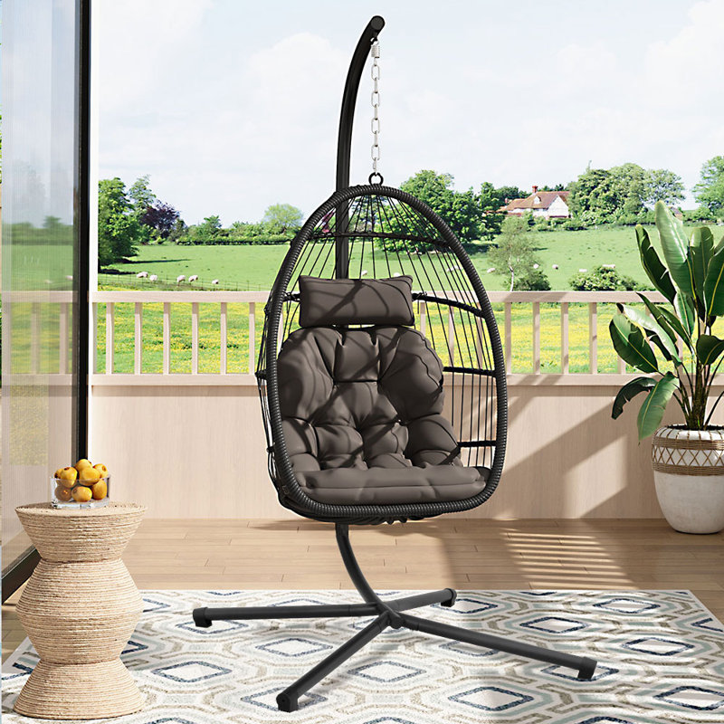 Hanging Chair with Stand and Dark Grey Cushion
