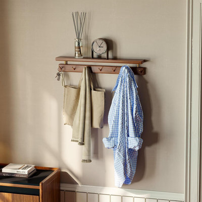 22.8"W 7-hook Black Walnut Wall Hooks