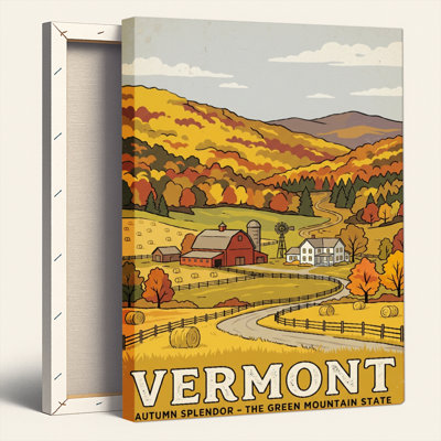 Vermont Autumn, reproduction d'art sur toile, ensemble de 1