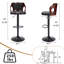 Ensemble de 2 tabourets de comptoir pivotants à hauteur réglable Ferriera, chaises de bar rembourrées en similicuir avec base en métal, repose-pieds, îlot de cuisine Mid-Century pour îlot de cuisine, bar personnel, pub, café ou bureau, noir-1301150087