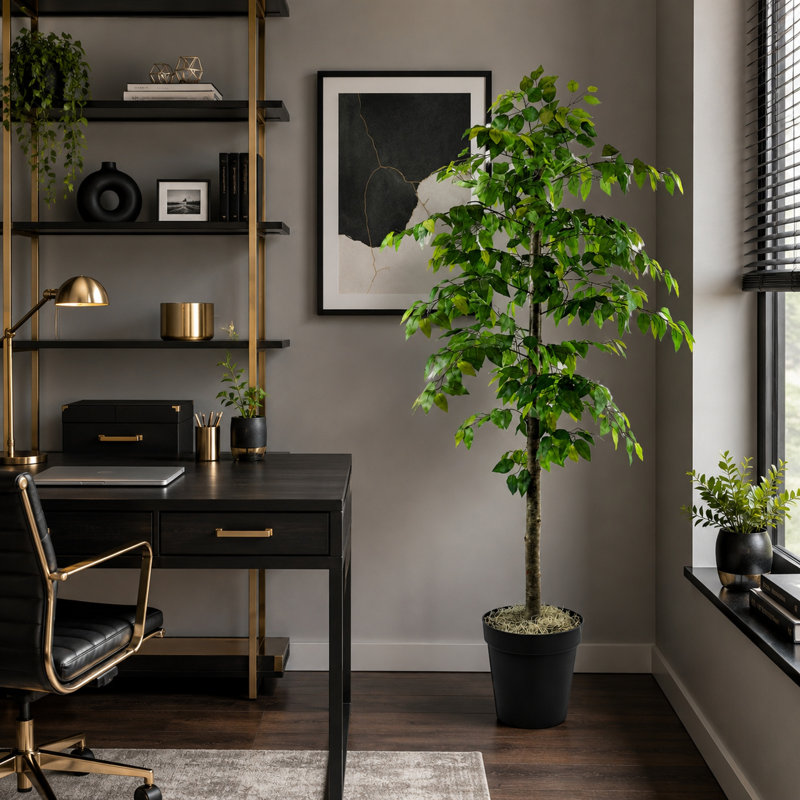 Ficus artificiel 72 po dans un panier