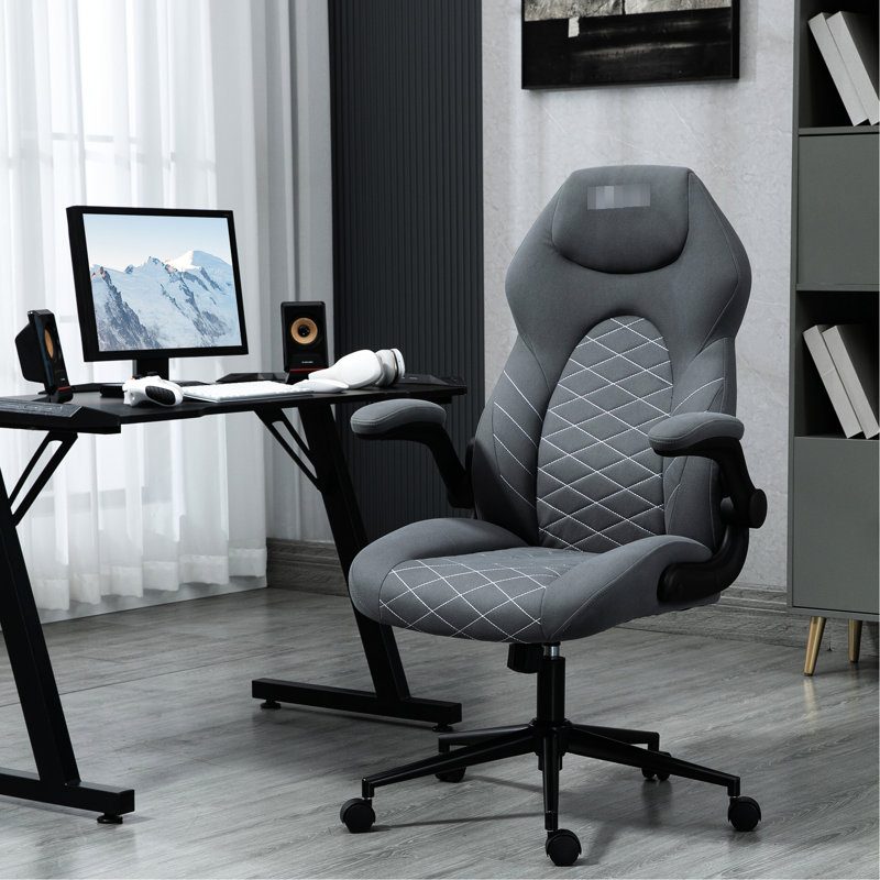 Fauteuil d'ordinateur gris foncé réglable pour un espace de travail productif