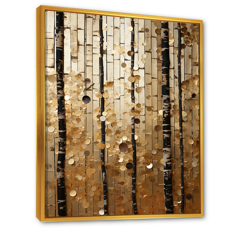 Festive Botanical Abstractions - Art mural botanique, Cadre flottant doré, H 40 po x l 30 po x P 1,5 po