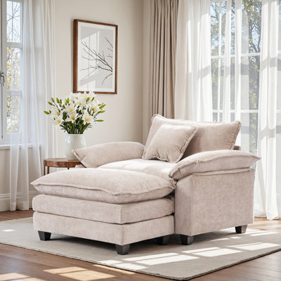 Fauteuil d'appoint surdimensionné en chenille de 40,15 po avec repose-pieds Ebern Designs