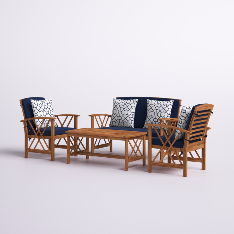 Calhoun Acacia 4 - Person Patio Conversation Set with Cushions