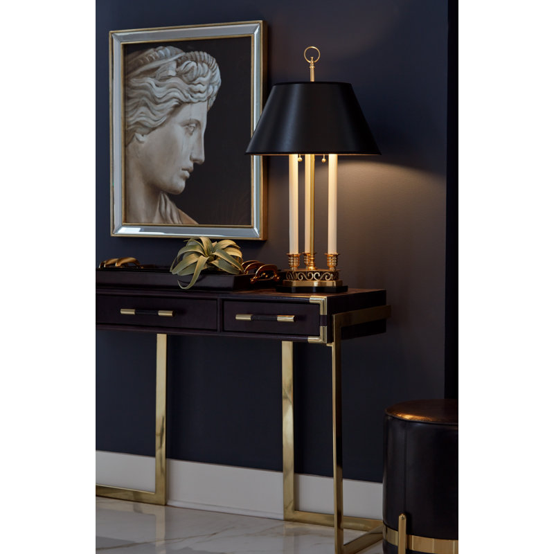 Thea 27.75" Antique Brass/White Table Lamp