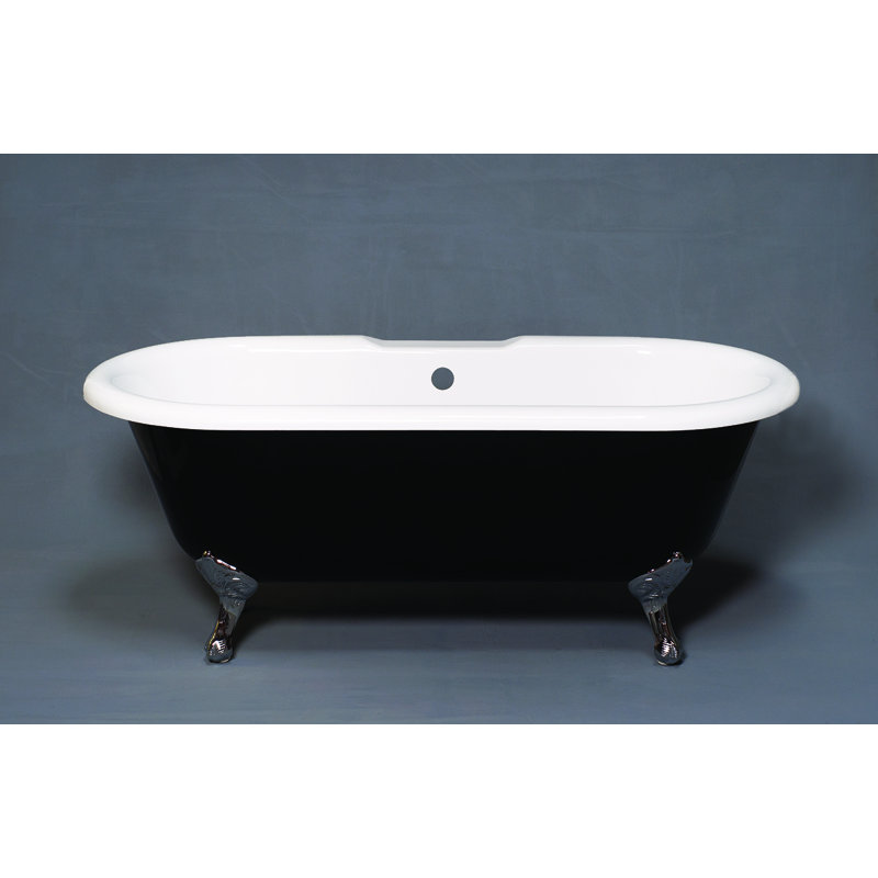 Baignoire à pattes doubles de 6 pi en noir et blanc Alpine (P1161) par Strom Living, Chrome