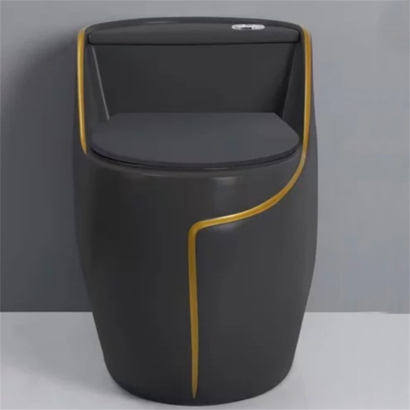 Toilette monobloc allongée 1,45 gallons GPF anti-odeur et silencieuse (siège inclus), Noir, noir, noir, noir
