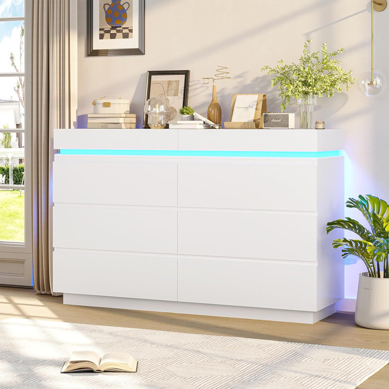 Cataliyah 47.2'' W 6 - Drawer Dresser, White