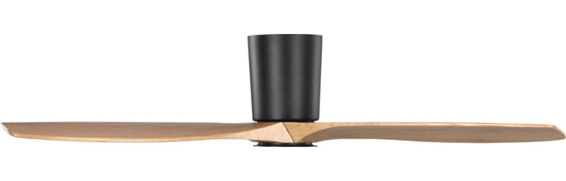 Seyra Smart Hugger LED Ceiling Fan, Natural Honey, Midnight Black, 52" Wide