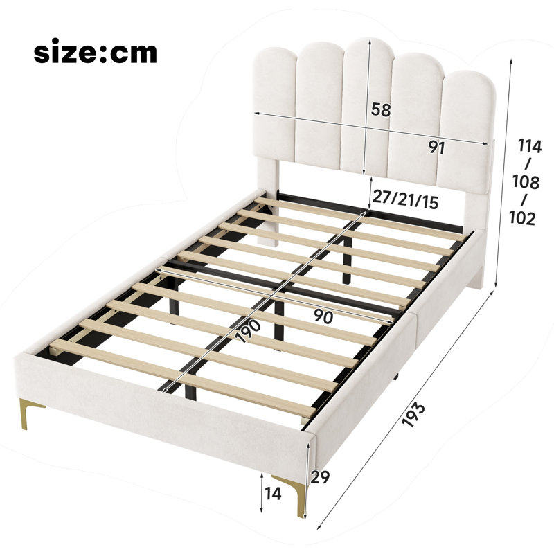 Upholstered Bed, Single (3')