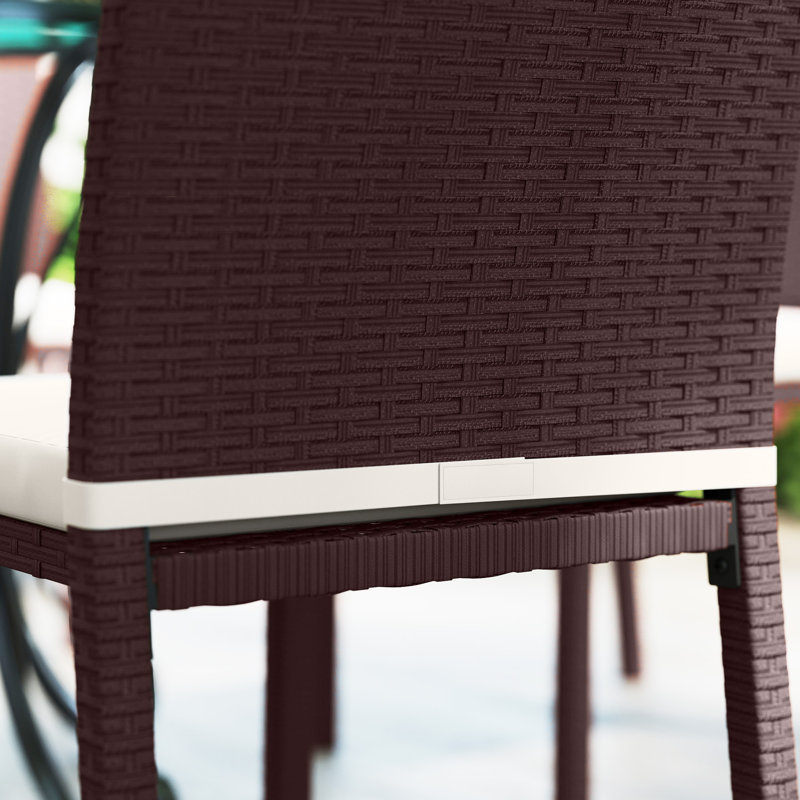 Ensemble de 4 chaises de patio pour terrasse, beige et osier