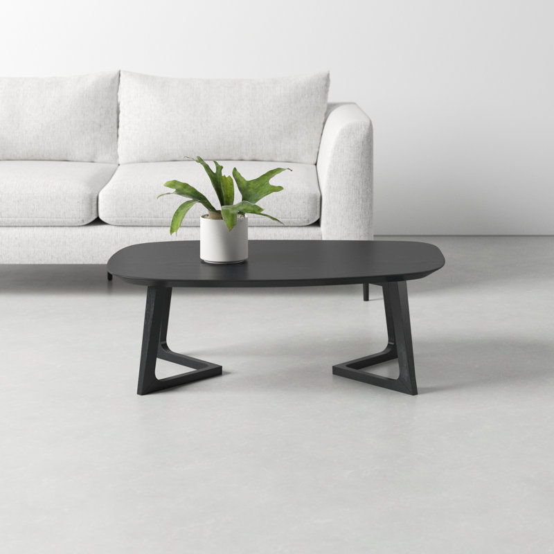 Fischer Solid Wood Coffee Table, 14.75" H x 42" L x 27.5" W, Black