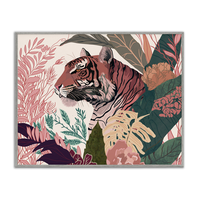 «Tiger Peeking from Leaves», estampe numérique par Fab Funky, Estampe numérique Farmhouse, H 24 po x l 30 po