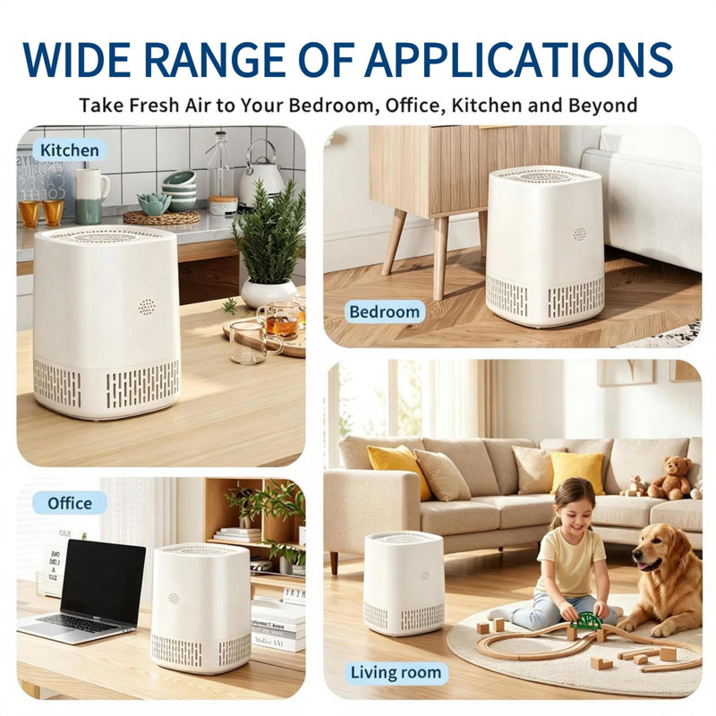 Purificateur d'air portatif pour petite chambre à coucher, filtre HEPA H13, CADR 102 (60 pi³ / min) pour 215 pieds carrés, mode de sommeil silencieux 24dB, verrouillage enfant, 3 vitesses de ventilateur et minuterie pour les propriétaires d'animaux de bureau à domicile