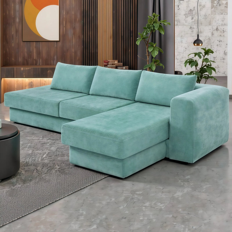 Ensemble de canapé modulaire en L CloudComfort - Canapé modulaire réversible en chenille avec coussins double couche, canapé d'angle de 113 po pour espaces de vie principaux