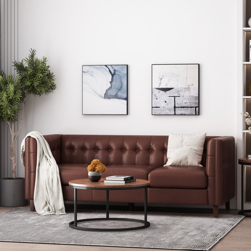 Canapé Redden , Simili cuir brun foncé
