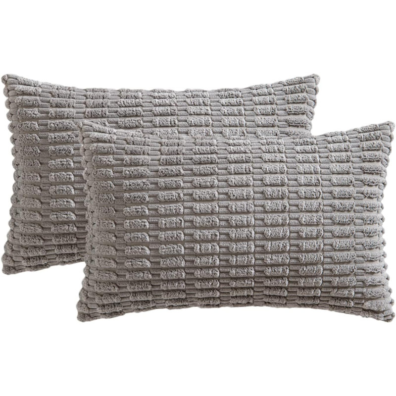 Striped Pillow Cover, Light Gray