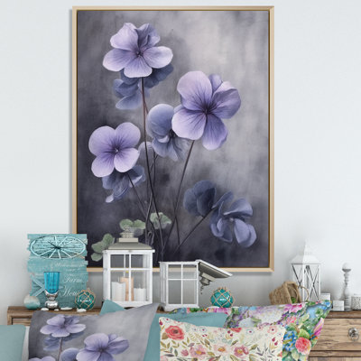 Purple Grey Violets Dream I - Floral Wall Art