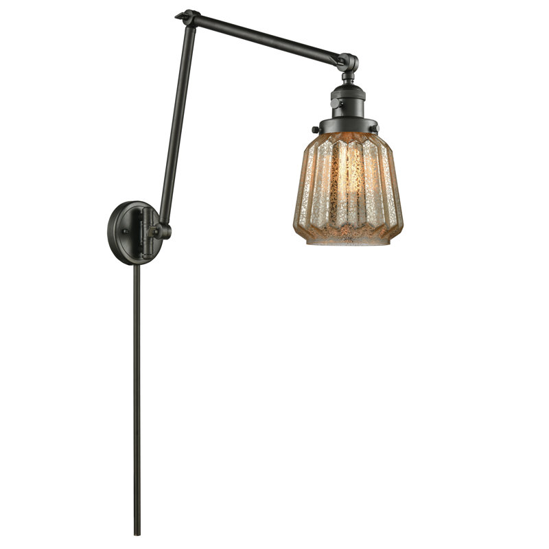 Vinson Swing Arm Sconce, Oil Rubbed Bronze, 60 Watt Vintage Incandescent Bulb, Mercury Plated