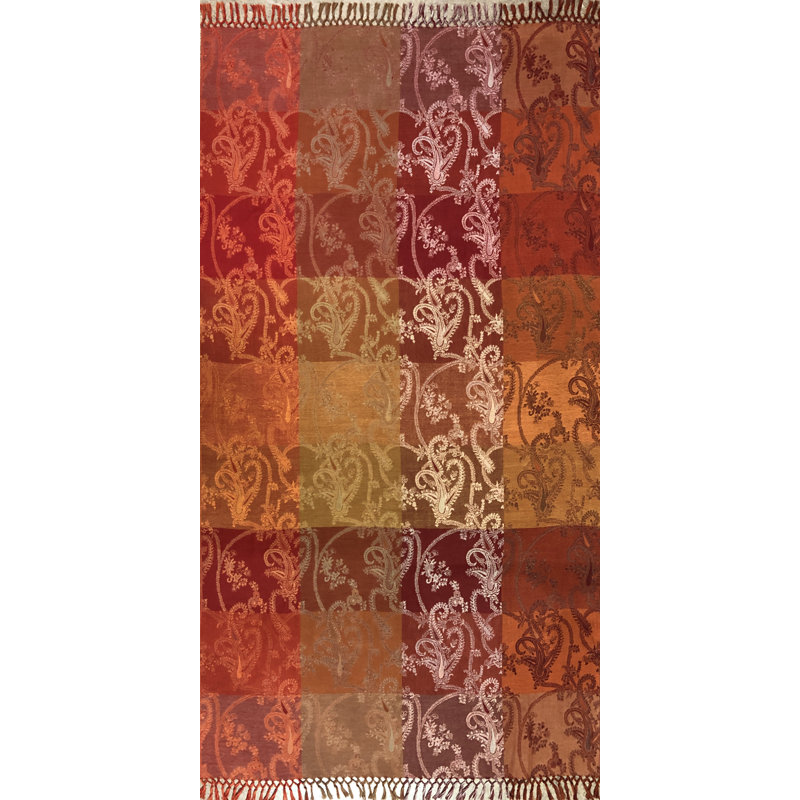 Hand Woven Throw Blanket, Red/Orange