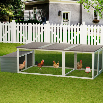 20.93Ft Outdoor Chicken Coop With Nesting Box, Asphalt Roof, And Secure Design For Backyard Poultry Large Wooden Locks, Metal Mesh Run Farm - Spacious