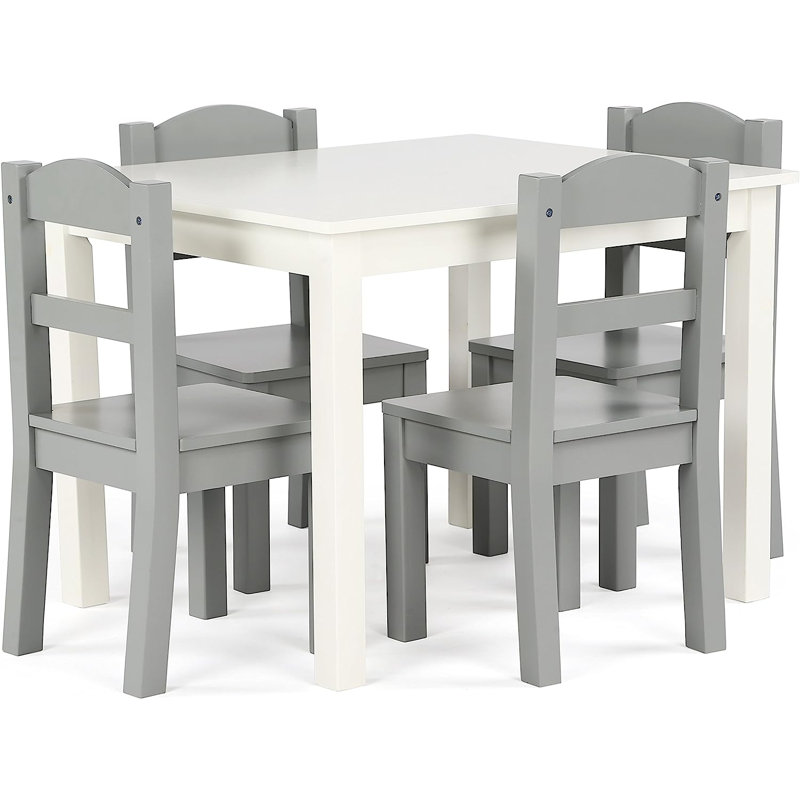 Kids 5 Piece Rectangular Play Or Activity Table and Chair Set, White