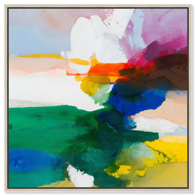 "Rainbow Melt III", impression sur toile par Art Remedy, cadre argenté, 20 x 20