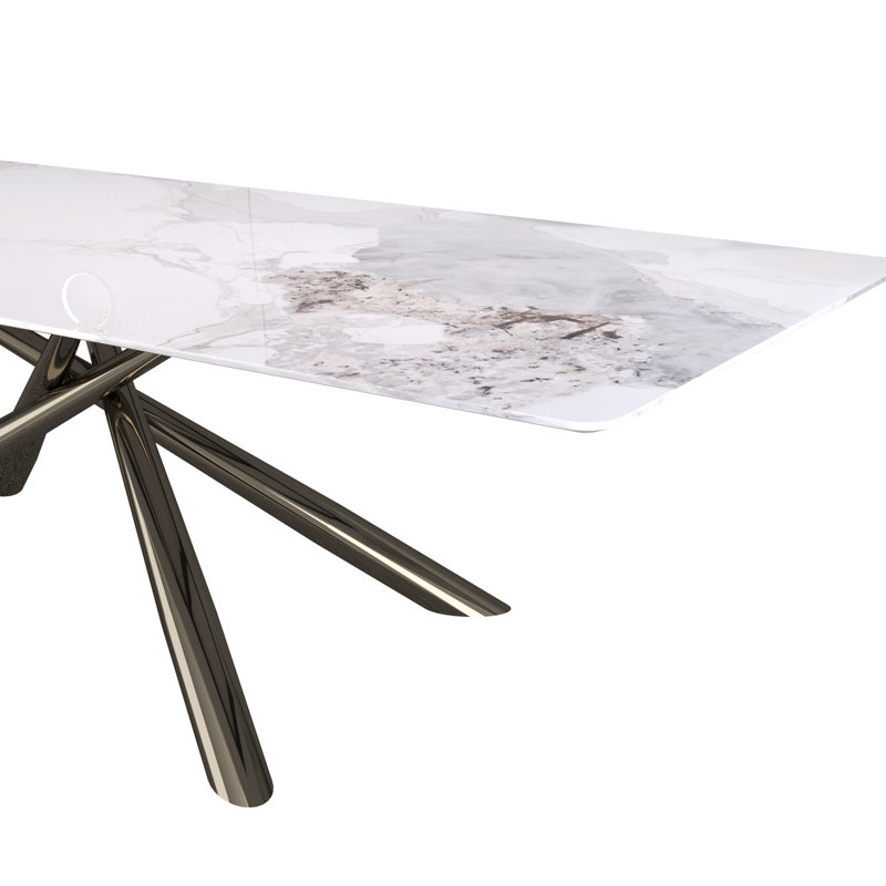 Azizbek Faux Marble Top Metal Base Dining Table