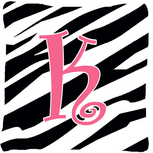 Monogramme initiale Zebra Stripe jet intérieur/extérieur oreiller, K