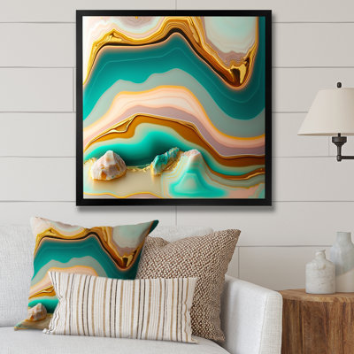 Art liquide, agate bleue turquoise sur toile