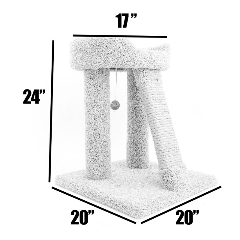 Arbre à chat 24 po avec tapis en sisal et moelleux New Cat Condos, Gris