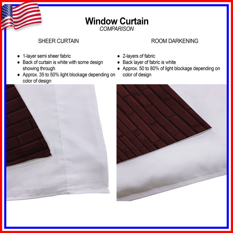 Rideaux de fenêtre Brick Wall, 80 po x 61 po - 2 panneaux, Sheer