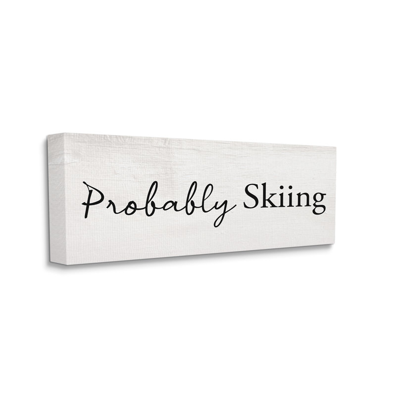«Probablement, ski», rustique, sports d'hiver, signe, art mural par Daphne Polselli, H 13 po x l 30 po x P 1,5 po